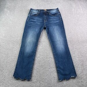 Driftwood Jeans Womens 30 Blue Candace Skinny Crop Scallop Cuffs Stretch Denim